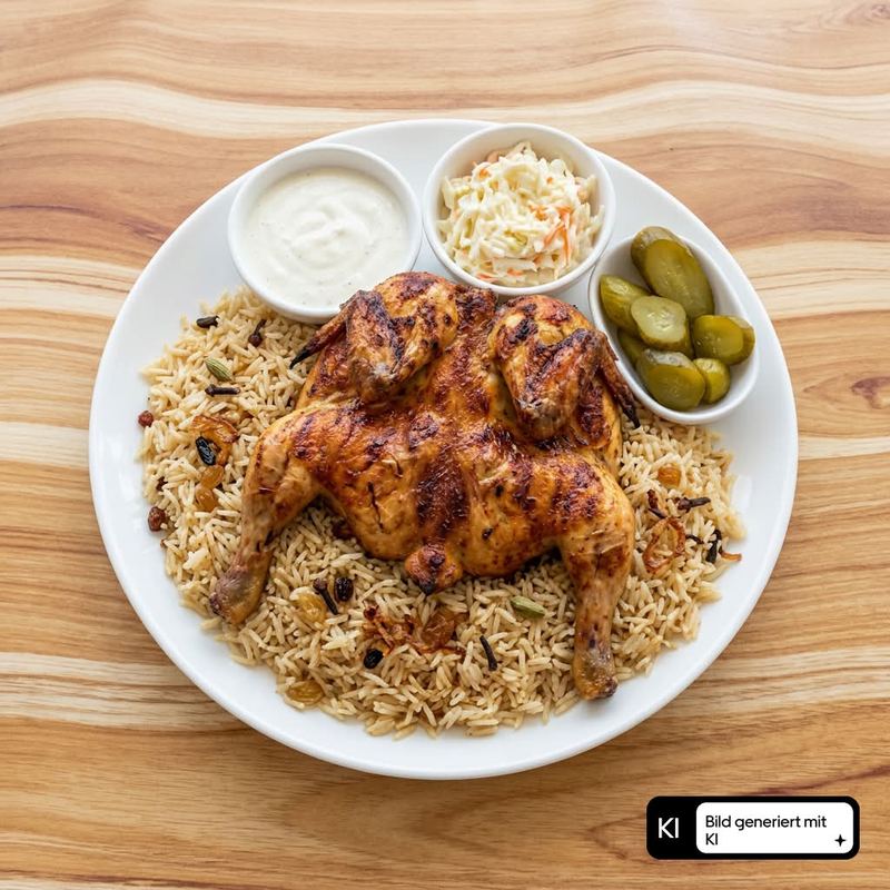 Grill Hähnchen Ganz mit Mandi